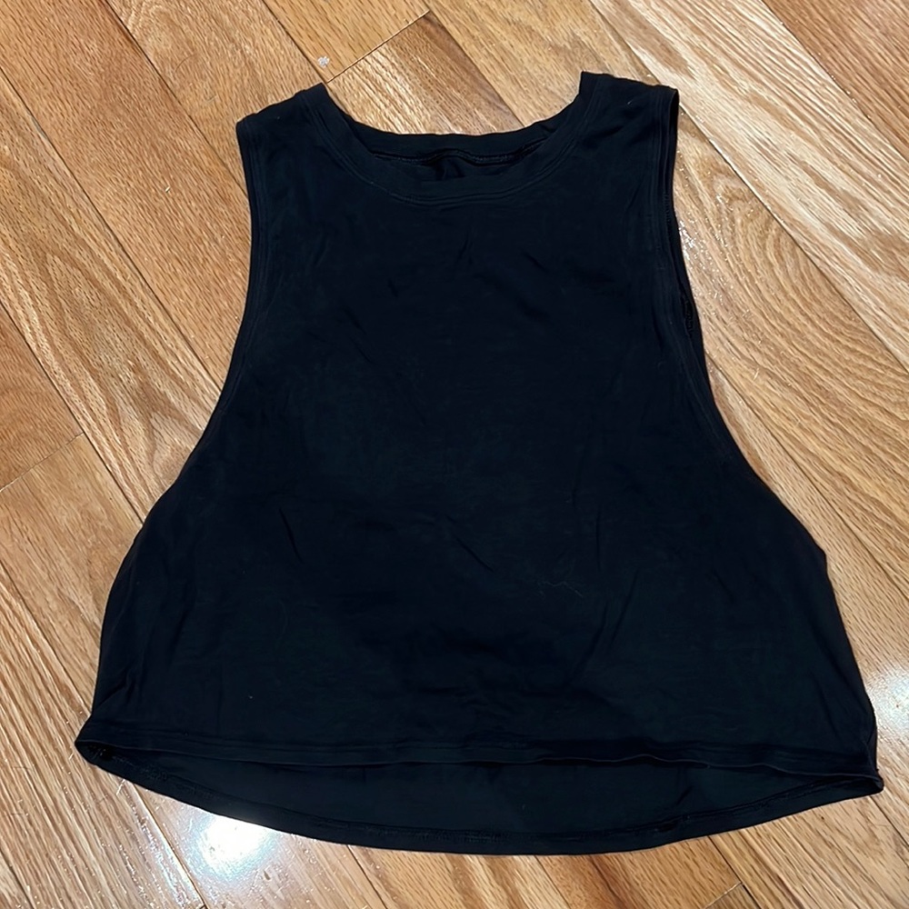 lululemon cotton black cropped tank, size 4